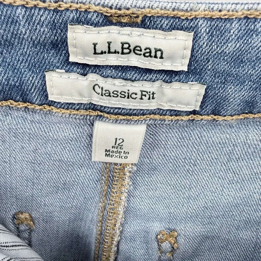 LL Bean 207 Vintage Jeans Womens 12 Reg Light Indigo Wide‎ Leg High Rise New